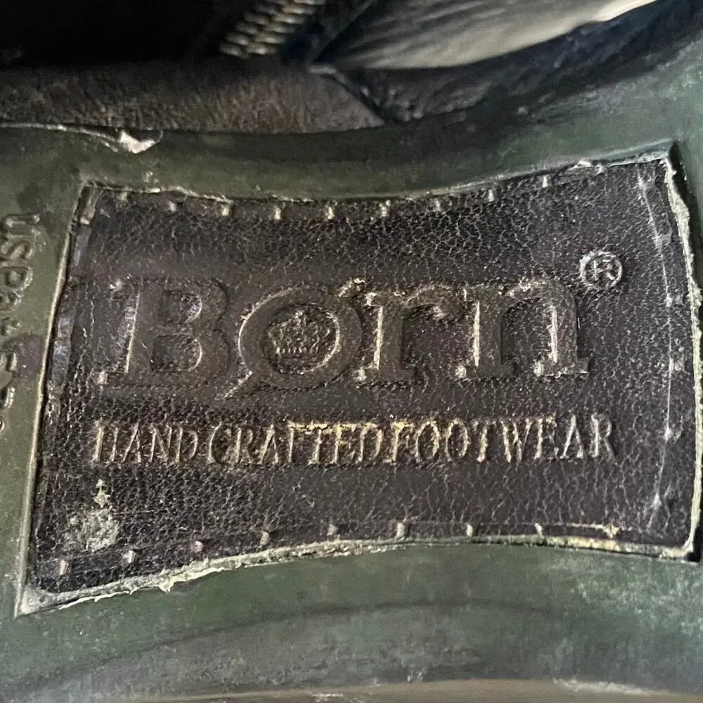 BORN Leather Boots Women's High-Calf Fashion Heel Blk Sz 7 Grunge Goth Witchy - Picture 6 of 11